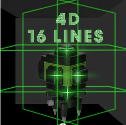 4D/3D Laser Level 3° Cross Line Laser Level Green Beam Lines Multifunction & Remote Control With Li-ion battery