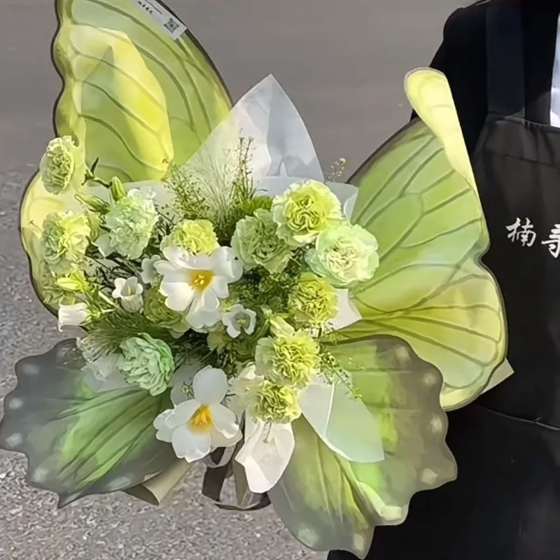 

Цветная упаковочная бумага с бабочками, креативная крафт-бумага с кристаллами и бабочками для упаковки букетов и подарков