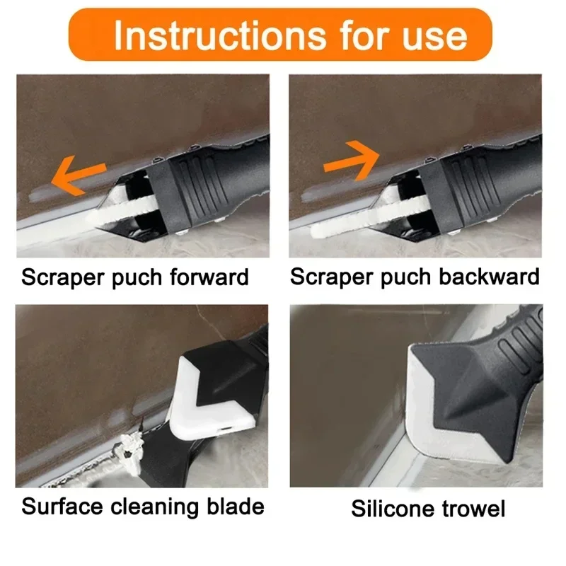 1pc-kit de ferramentas de calafetagem de silicone removedor de calafetagem de cabeça de aço inoxidável e ferramentas de acabamento de selante raspador de rejunte