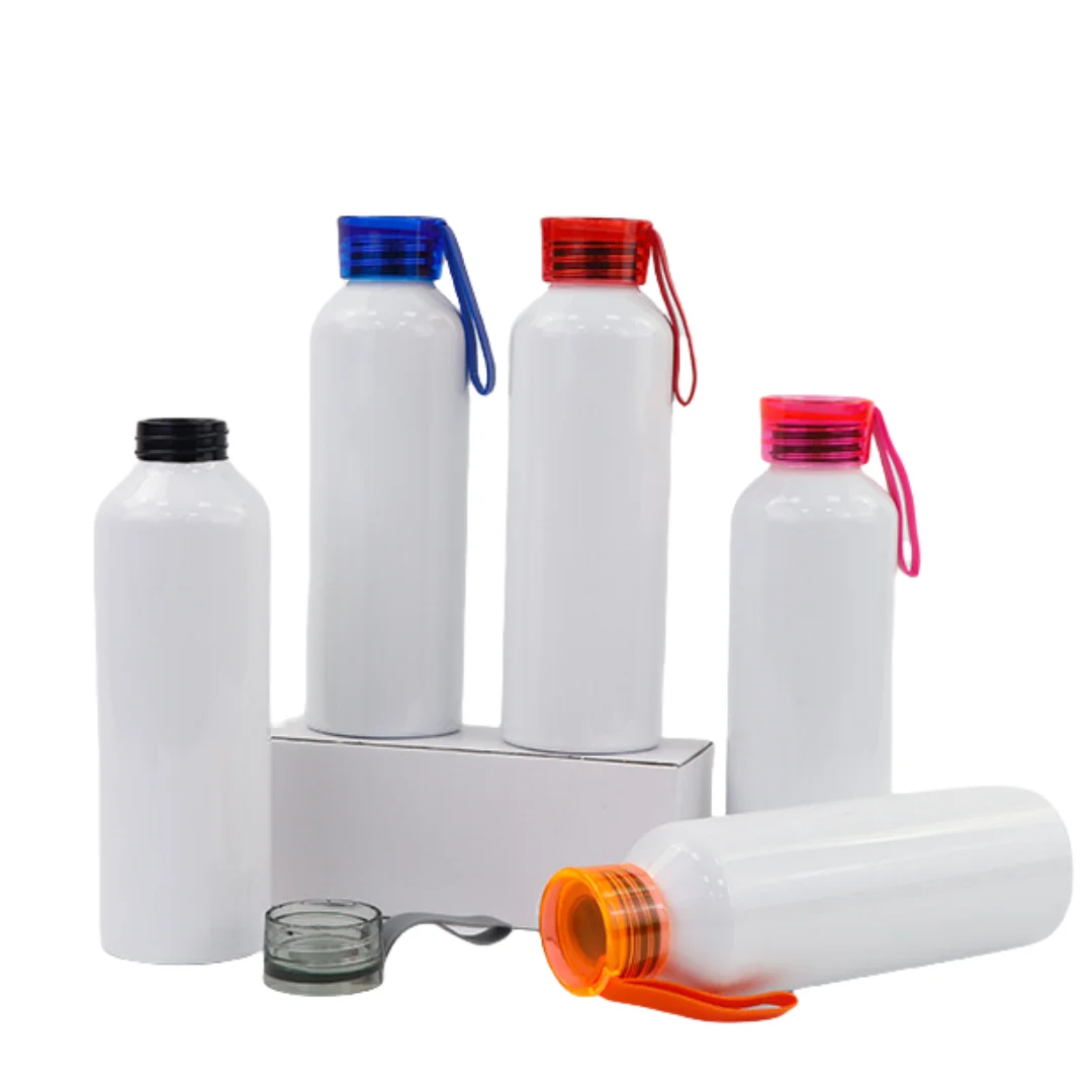 

10 pieces 25oz Sublimation Blank White Sport Outdoor Aluminum Bottle Portable Colorful Laptop Lid for DIY Heat Transfer Printing