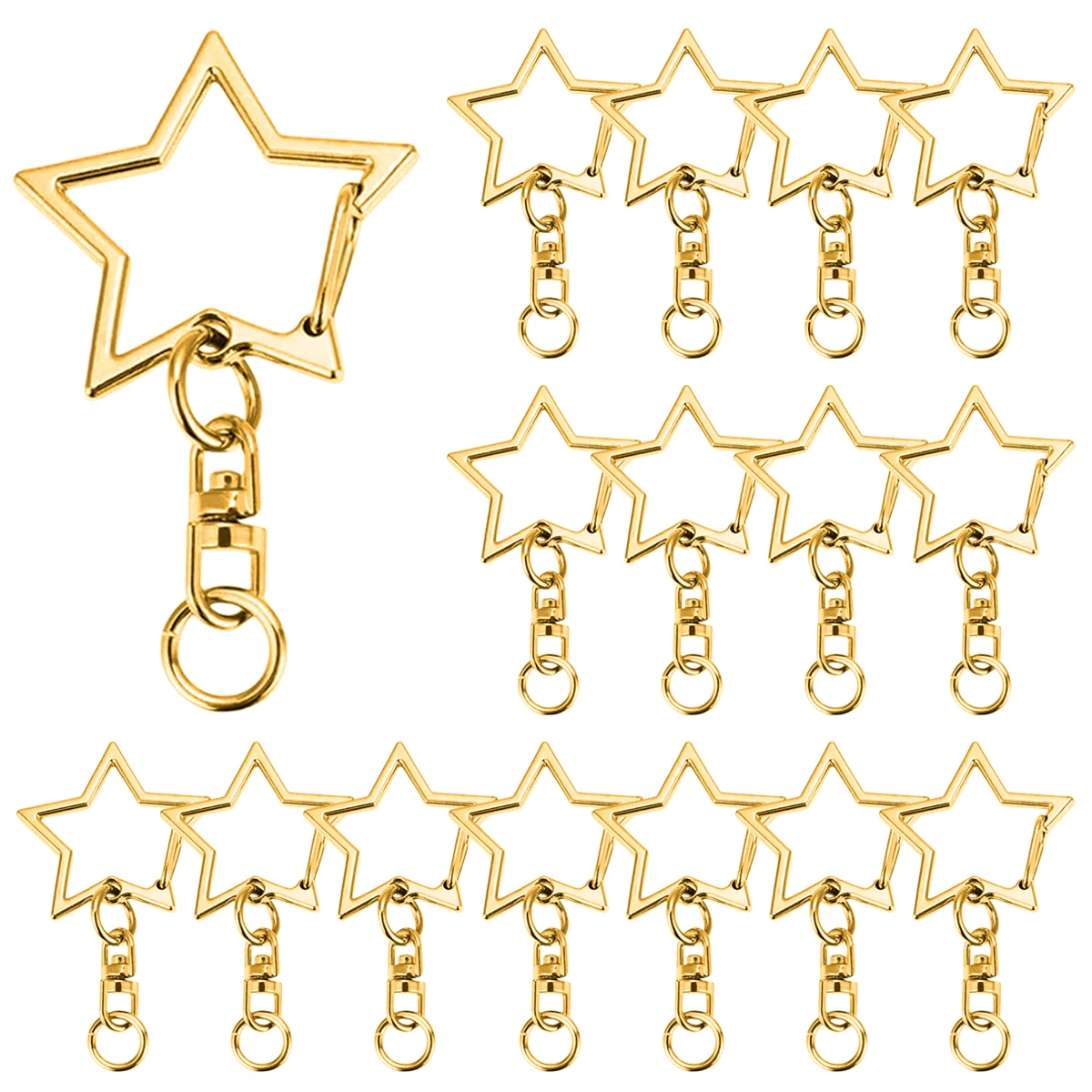 5/15/25/50 Sets Stervormige Snap Sleutelhanger Karabijnsluiting met Hangende Gesp Ringetje voor DIY Ambachten Sieraden Accessoire Cadeau