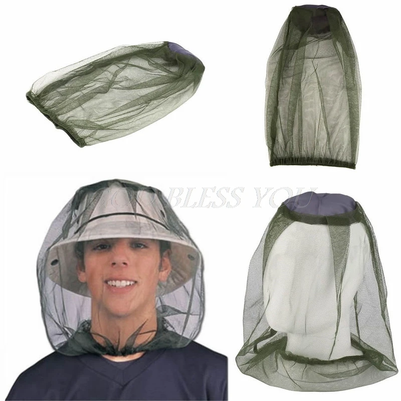 1 PC Anti Mosquito Bee Insect Bug Mesh Mask Cap Hat with Head Net Mesh Face Protection for Outdoor Fishing Forest Jungle