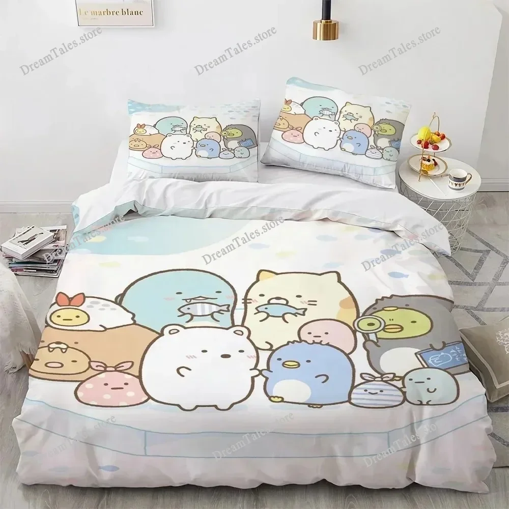 Anime Kawaii Cartoon Sumikko Gurashi Bedding Set Boys Girls Twin Queen Size Duvet Cover Pillowcase Bed Kids Adult Luxury Gift