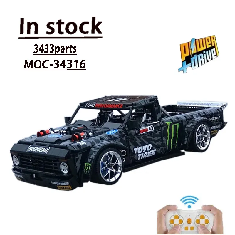 スーパーカーv8エンジン,1:8, F-150フィット,MOC-34316ビルディングブロック,子供向け教育玩具,誕生日プレゼント,新品