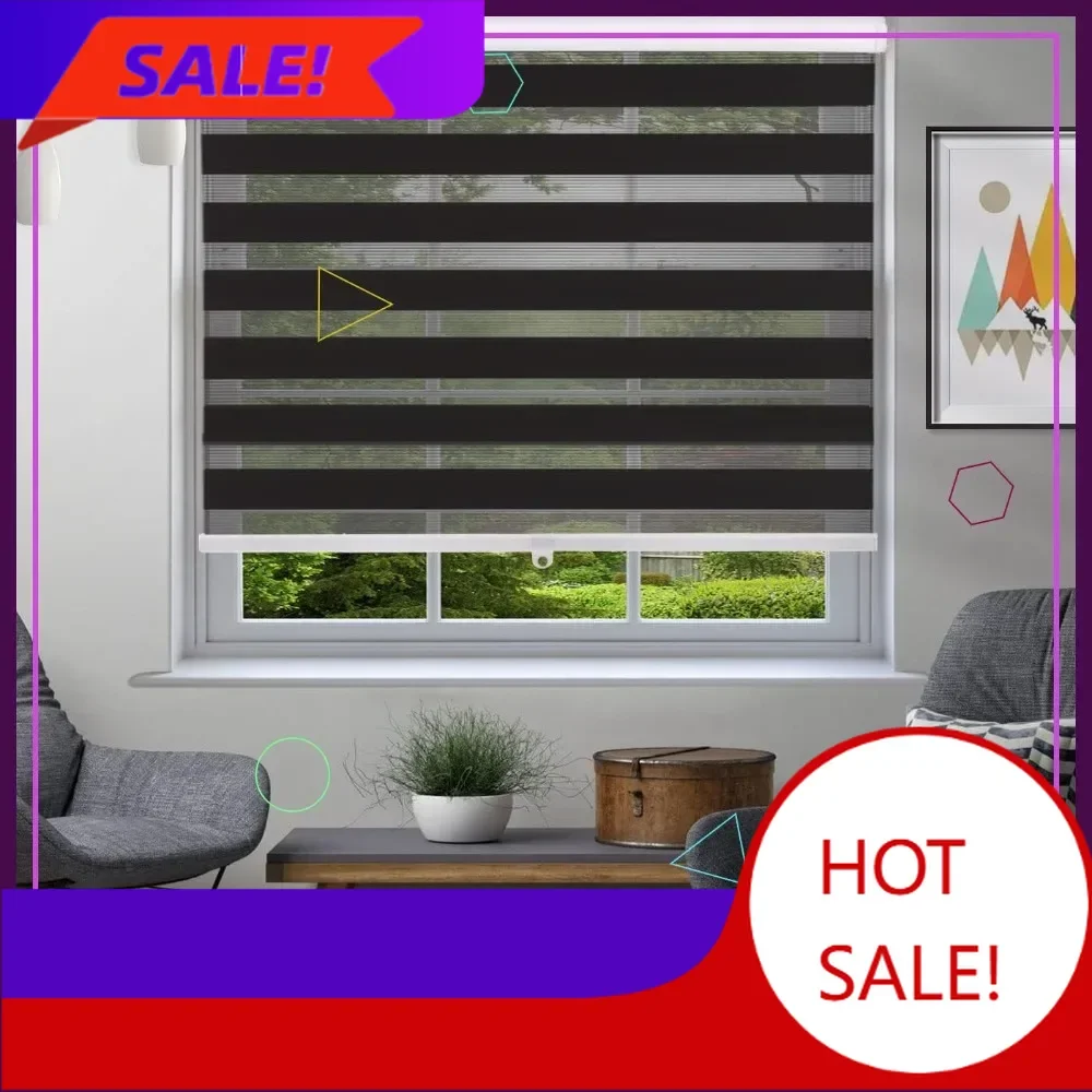 

Горячая распродажа: Рулонные шторы Zebra на заказ, беспроводные, двухслойные, с регулировкой света, черные, 67 дюймов (Ш) x 72 дюйма (В)