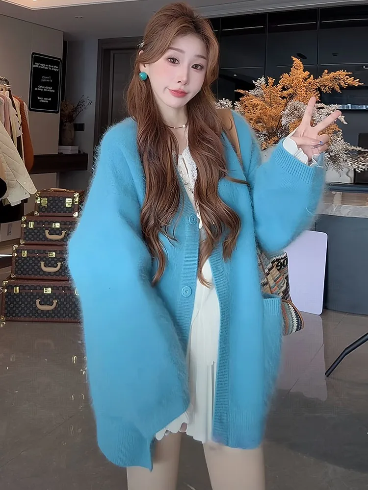 Sli V-Ne Maglione lavorato a maglia da donna di media lunghezza Faionable Age-Defng Top europeo Sle Unico bellissimo design Autunno W...