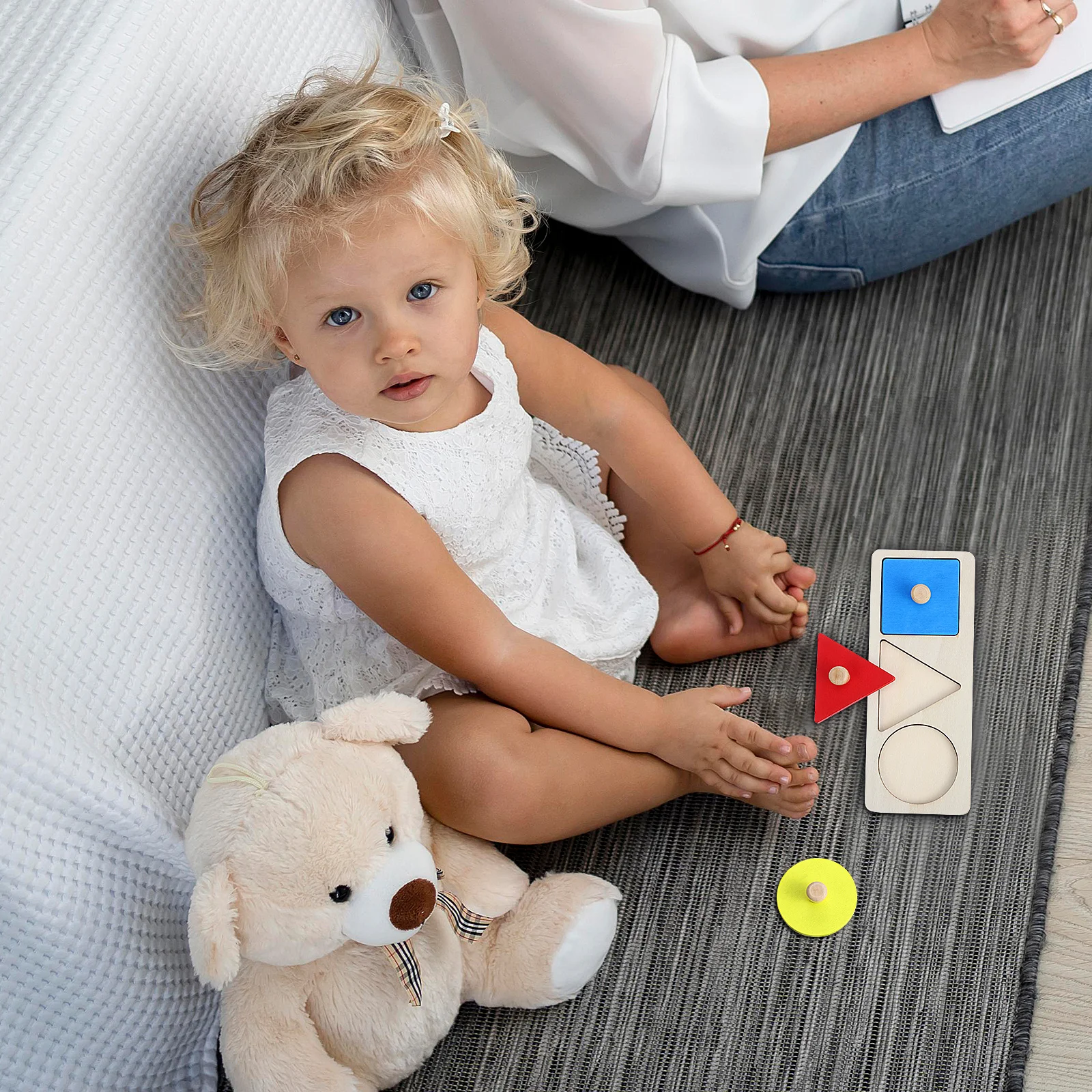 1 jeu de puzzles géométriques, mathématiques, éducatifs, Montessori, préscolaire, formation, apprentissage des couleurs et des formes, reconnaissance œil-main