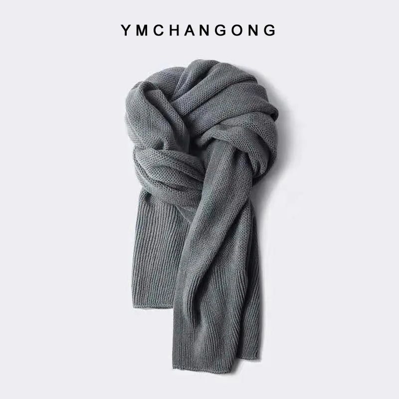 2022 Women Wool Scarves Winter Thicked Sleeve Wrap Sweater Scarf Ultra Long Lmitation Cashmere Knitted Shaw