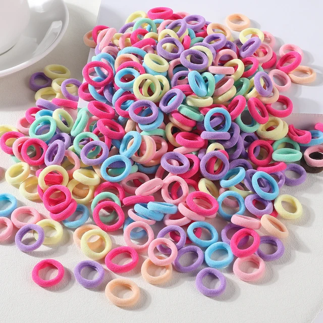 100 sztuk kolorowe podstawowe nylonowe elastyczne gumki do włosów dla dziewczynek dzieci kucyk trzymaj Scrunchie gumka dzieci podstawowe akcesoria do włosów
