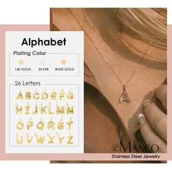 eManco Stainless Steel Initial Pendant Necklace Lot Flower Alphabet Accessory Name Necklace Birthday Gift
