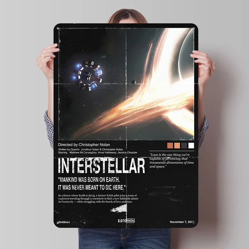 Interstellar Movie Poster Customized Vintage Metal Signs Wall Art Retro Tin Plaque for Mancave Decoration Gaming Decor Room Home