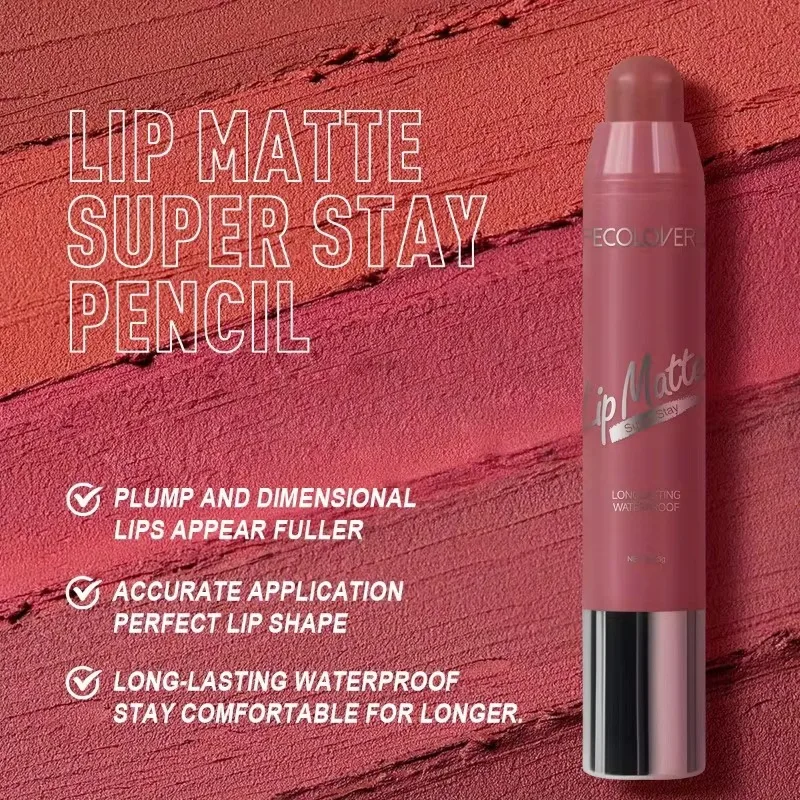 กันน้ํากํามะหยี่ลิปสติก Lasting Nude Matte ลิปสติก Non-stick เซ็กซี่ Lip Balm ดินสอผู้หญิงเครื่องสําอางค์แต่งหน้า