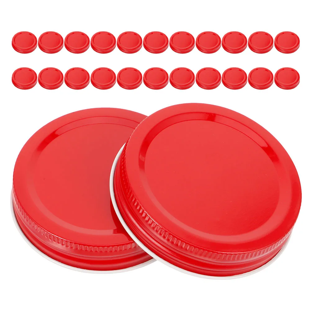

24pcs Mason Jar Lids Regular Mouth Tinplate Leak-Proof Airtight Canning Caps Wide Storage Jars Kitchen Supplies