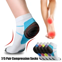 7Pairs/5Pairs Compression Socks Plantar Fasciitis Relief Foot Pads for Women Men Ankle Support Heel Spurs Pain Protector Socks