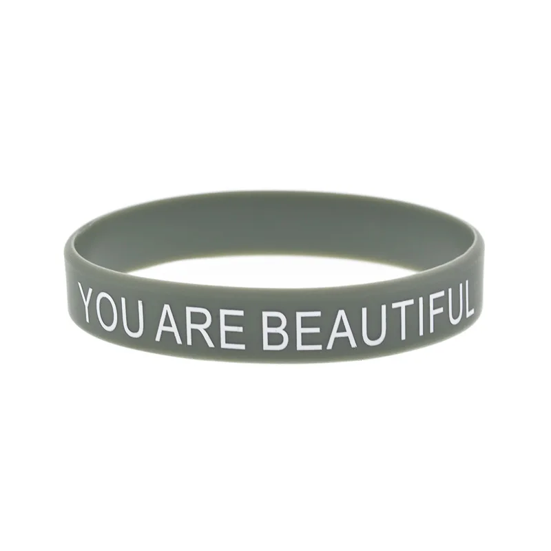 50 Stück bedruckte, motivierende Armbänder aus Silikonkautschuk, als Erinnerung an positives Denken für den täglichen Gebrauch, Erwachsenengröße. – Detail 6