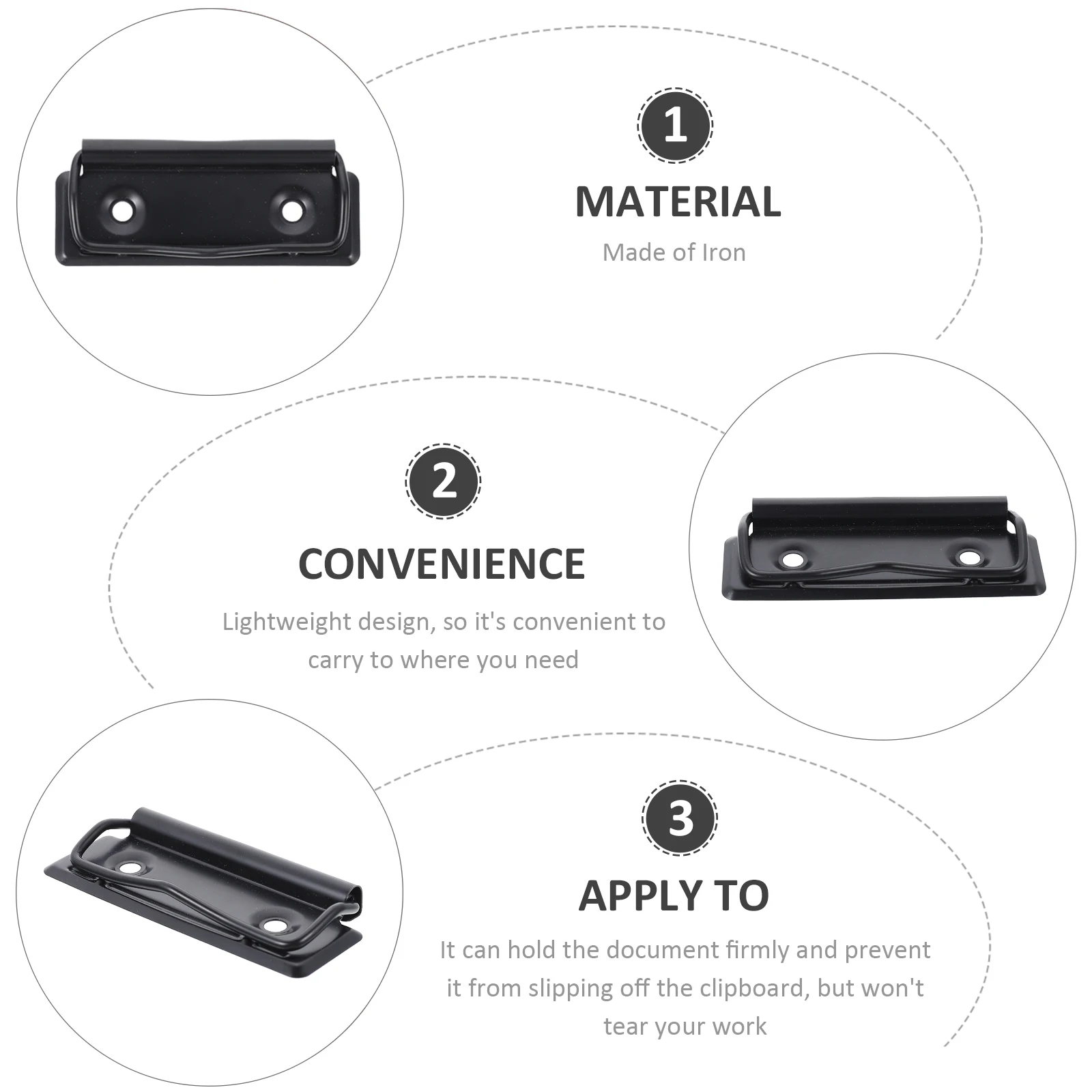 

15 Pcs Stationery Plate Holder Notice Board Clips File Paper Clipboard for Document Folder Metal