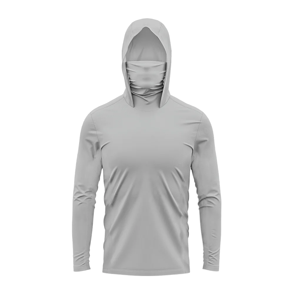 Herren UPF50+ Einfarbiger Angel-Hoodie mit integrierter Gesichtsmaske, leicht, langärmelig, schnelltrocknend, für Wandern und Bootfahren, in mehreren Farben – Detail 7
