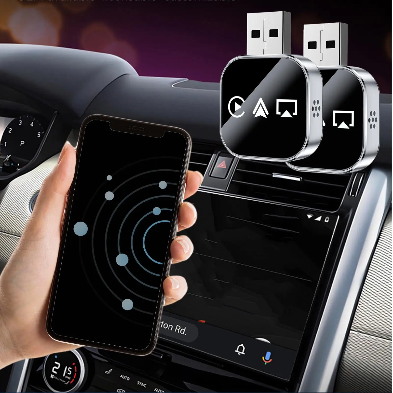 Car Display Converter Fast Auto-Connect Converter Wireless Device To Play Video On Car Screen For Daily Commuting Long Distance