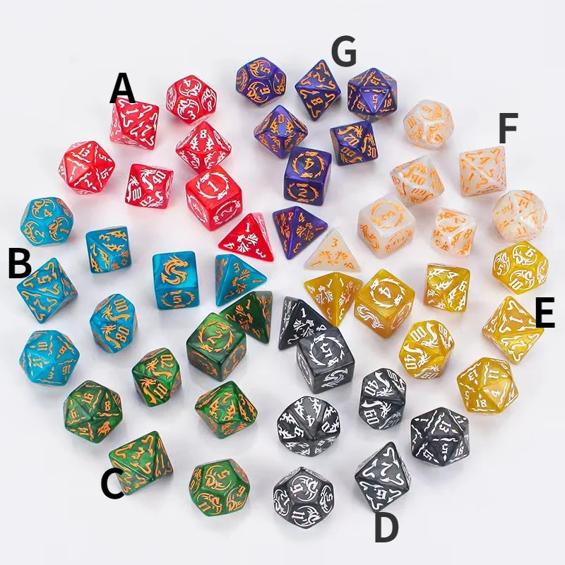 2024 New 7-Piece One Set Dice Multi Sided Dice Set Dice Entertainment Supplies