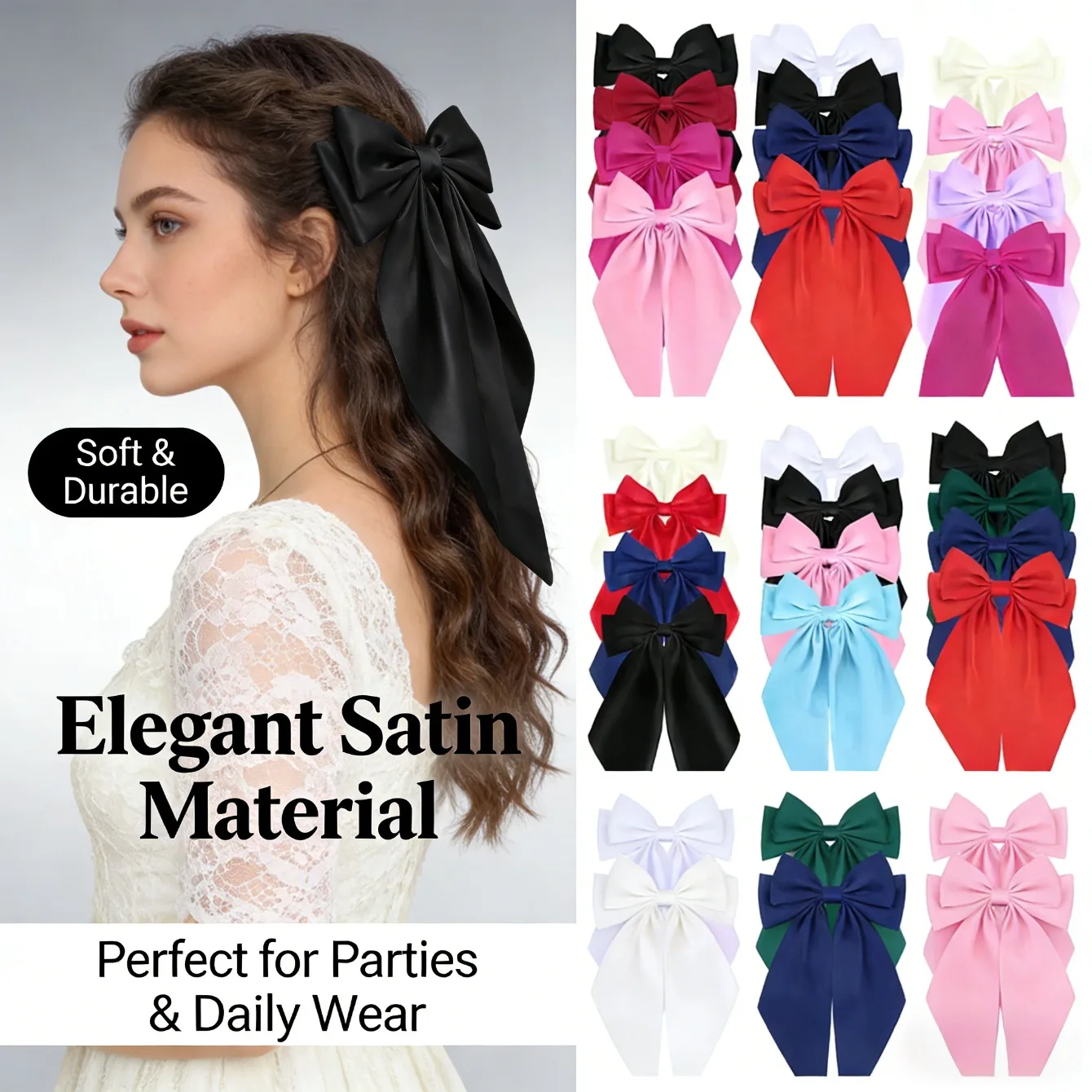 

Женская заколка для волос с длинным бантом и большим бантом-стримером, элитная пружинная заколка, практичный аксессуар для волос