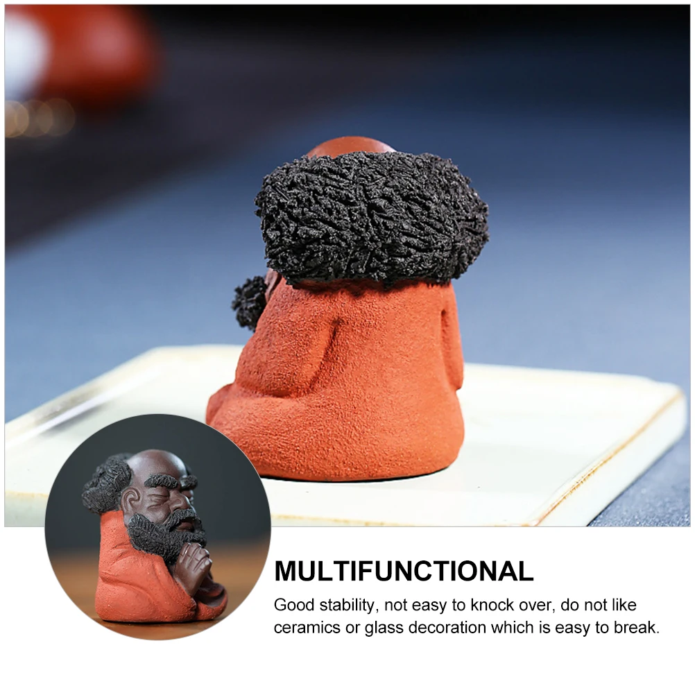 

1Pcs Purple Clay Bodhidharma Tea Ceremony Ornament Compact Size Desktop Adornment Creative Unique Pottery Craft for Tea Table