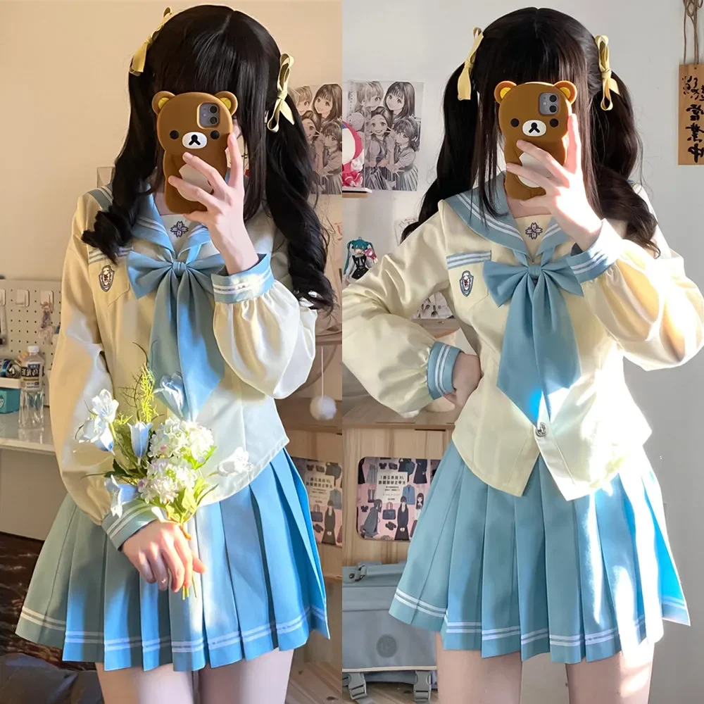 

Japanese Sailor Suit Long and Short Sleeves School Uniform Four Seasons Women Cos Anime Girl Genuine Cute Blue Jk Uniform Suit