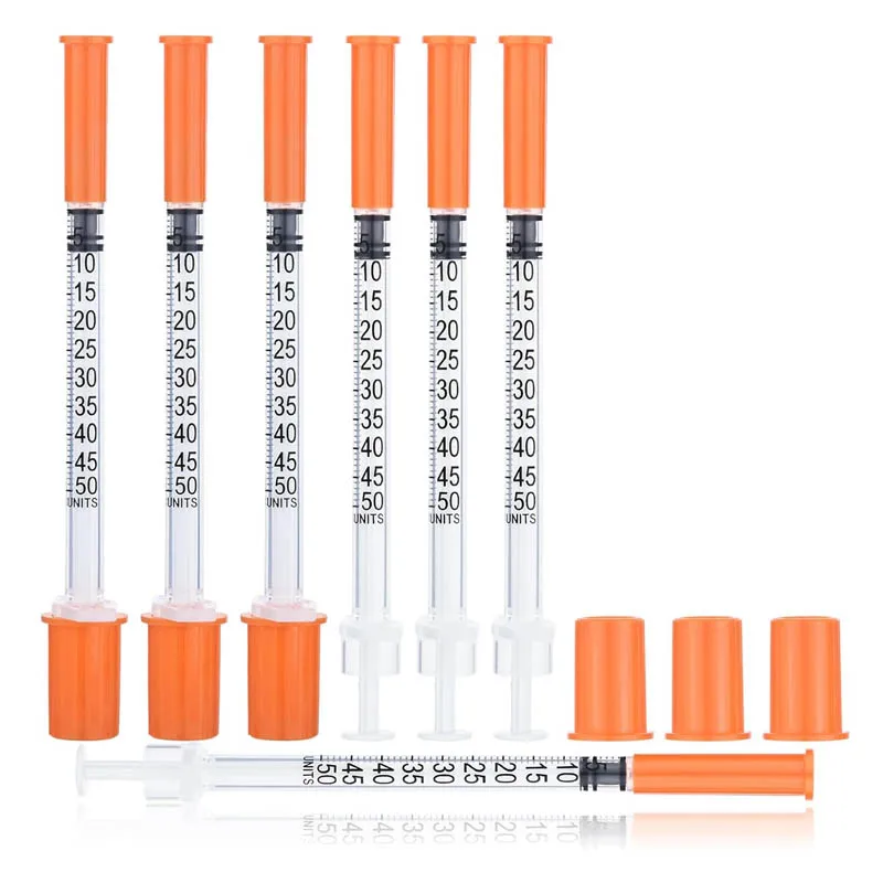 

100Pcs/Box 0.5ml/cc 29G 1/2 Inch insulin Syringes, Disposable Syringe, Individual Wrapped injector for Pets Animal