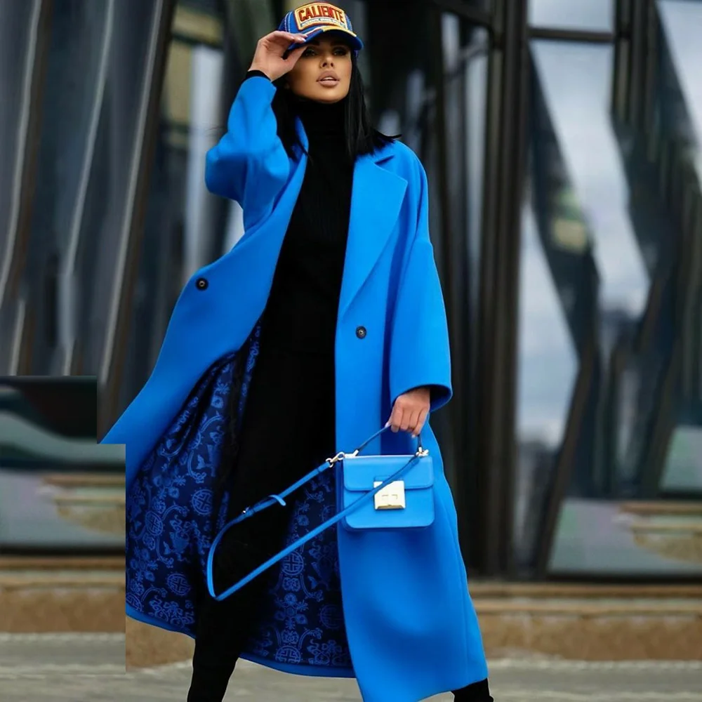 Fashion Long Coat Double Breasted Women's Suit Blazer Elegant Smart Casual High Quality Boutique Female Clothing