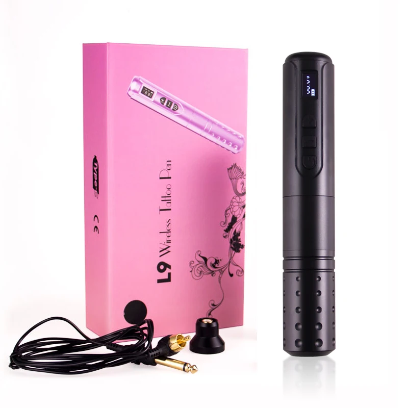 

Pink and Black Wireless Tattoo Pen Rotating Tattoo with Extra Battery