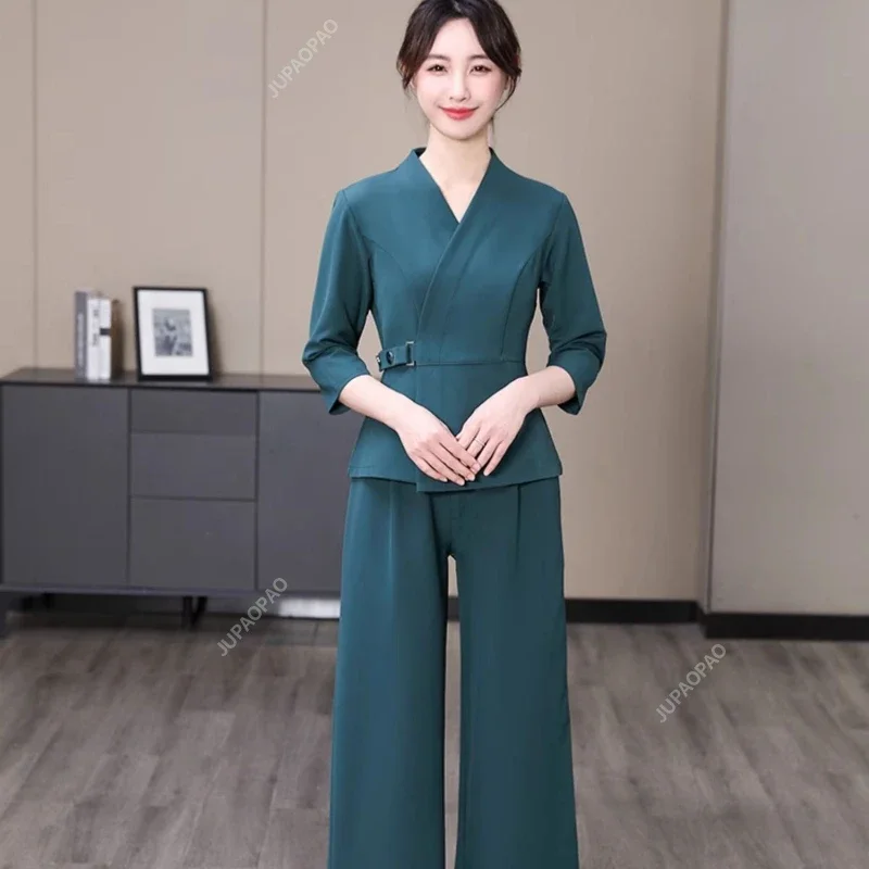 Esteticista coreano gerenciamento de pele elegante profissional feminino verão beleza workwear uniforme de recepção spa massagem uniforme