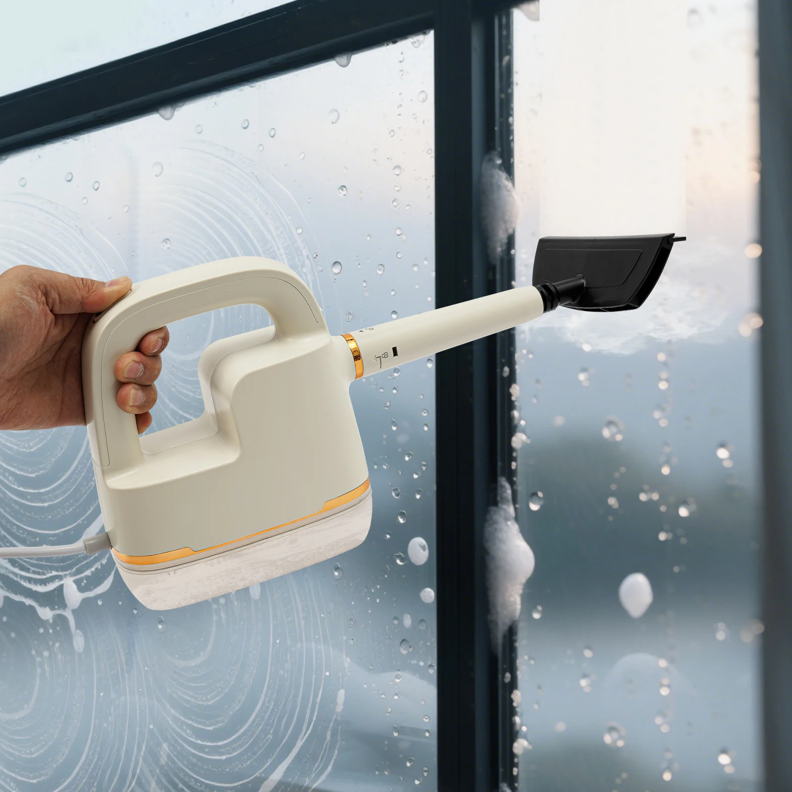 منظف بخار محمول بقدرة 1800 وات مع شاشة ديجيتال، 6 تروس، منظف بخار بدرجة حرارة عالية قابل للتعديل لداخل السيارة، المنزل 110 فولت