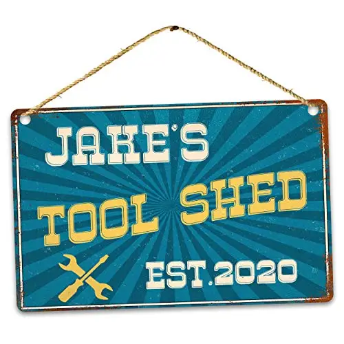 Personalised Vintage Name Tool Shed, Wall Poster Tin Sign Vintage BBQ Restaurant Dinner Room Cafe Shop Decor