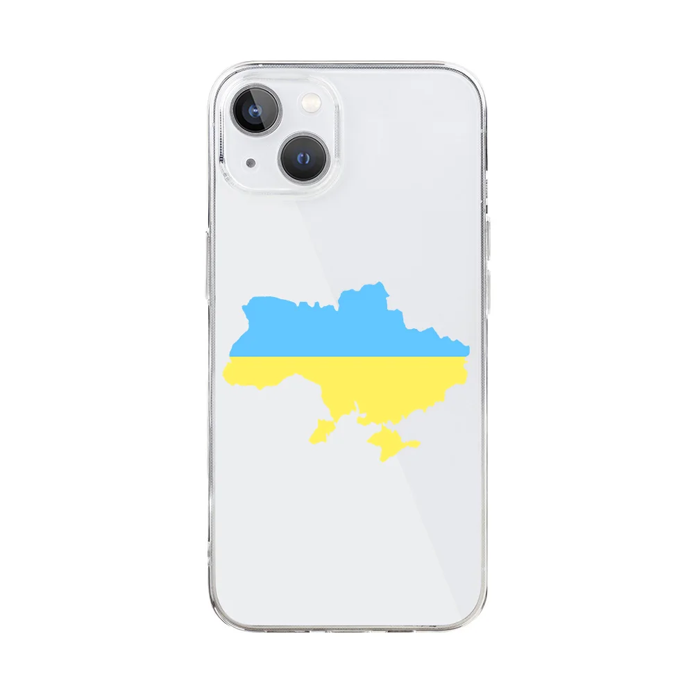 Ukraine Flag Map Pattern Clear Phone Case for iPhone 13 14 12 11 15 Pro Max Mini X XR XS 7 8 Plus SE Soft Silicon Covers Shells