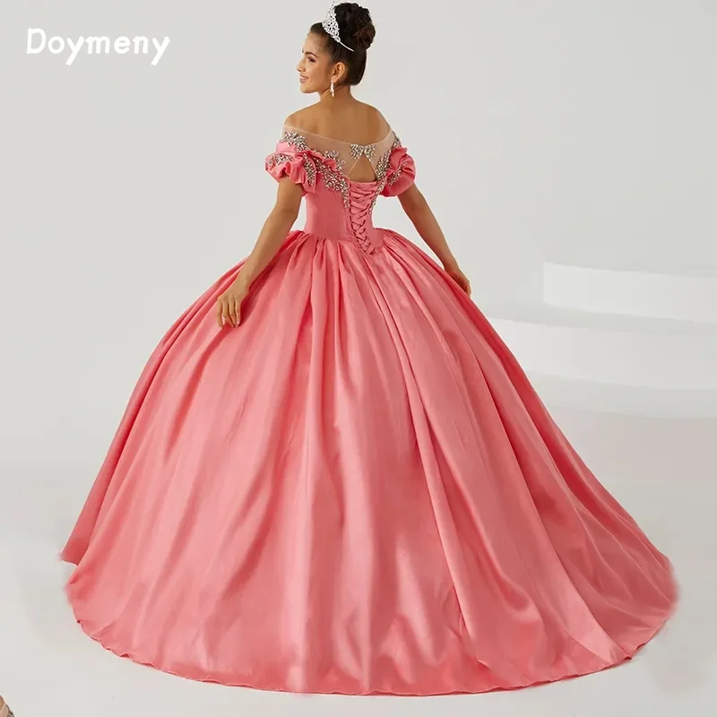 D0ymeny-vestido De quinceañera con hombros descubiertos, traje De baile largo De 15 Años para graduación