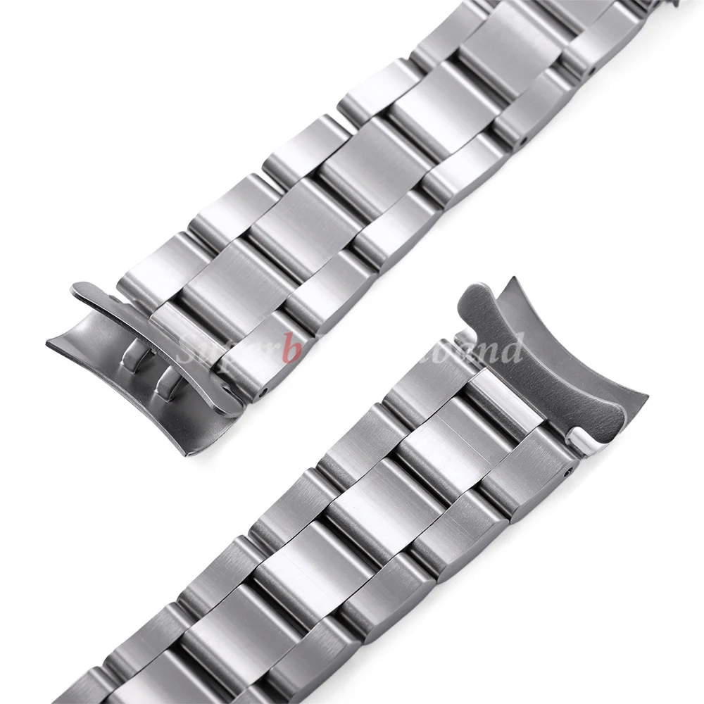 솔리드 스테인레스 스틸 시계 밴드 20mm 롤렉스 데이토나 오이스터 남성용 여성용 스포츠 스트랩 곡선형 엔드 팔찌 시계 액세서리