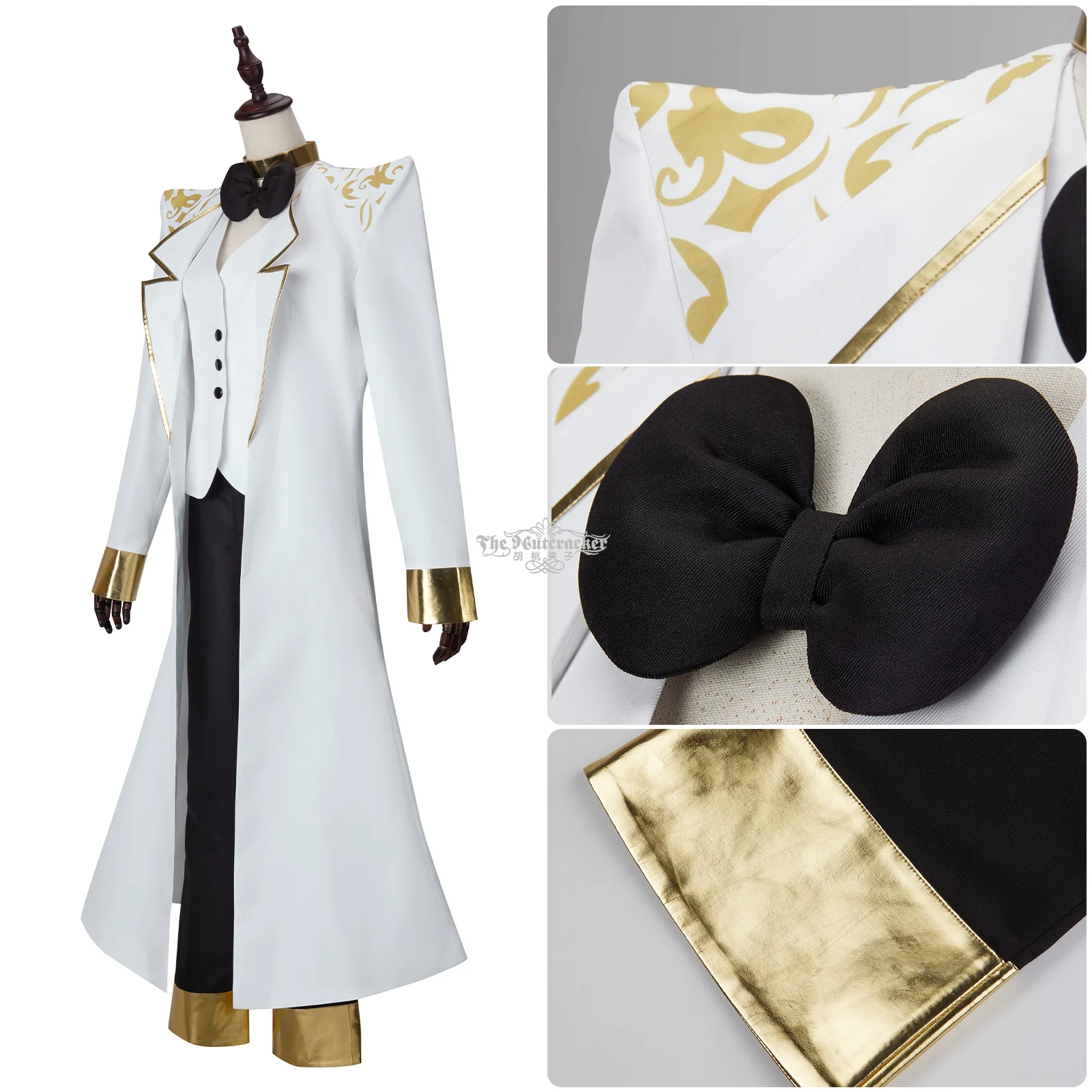 Anime Roleplay Costume pour hommes, Hazbin Saint Michael, Archange Michael Cosplay, perruque trempée d'ange, tenues de fête d'Halloween, tenues Doujin blanches