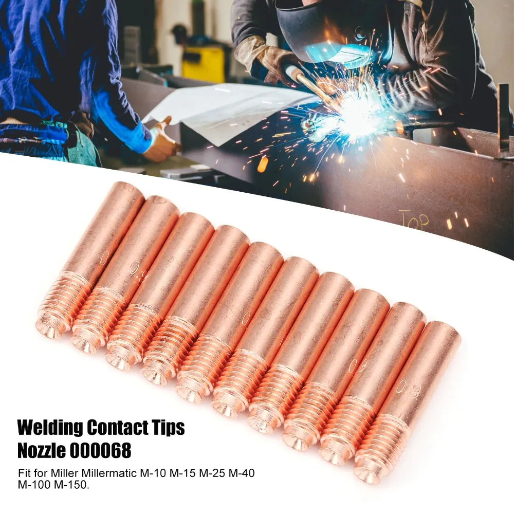 20Pcs Copper MIG Welding Contact Tips Smooth Surface Stable Performance Welding Nozzle Set Welding Gun Accessories