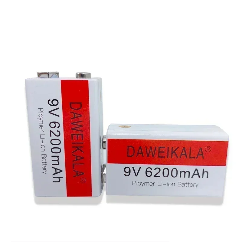  9V battery 6200mAh li-ion Rechargeable battery Type-C Battery 9v for Multimeter Microphone Toy Remote Control Fast charging
