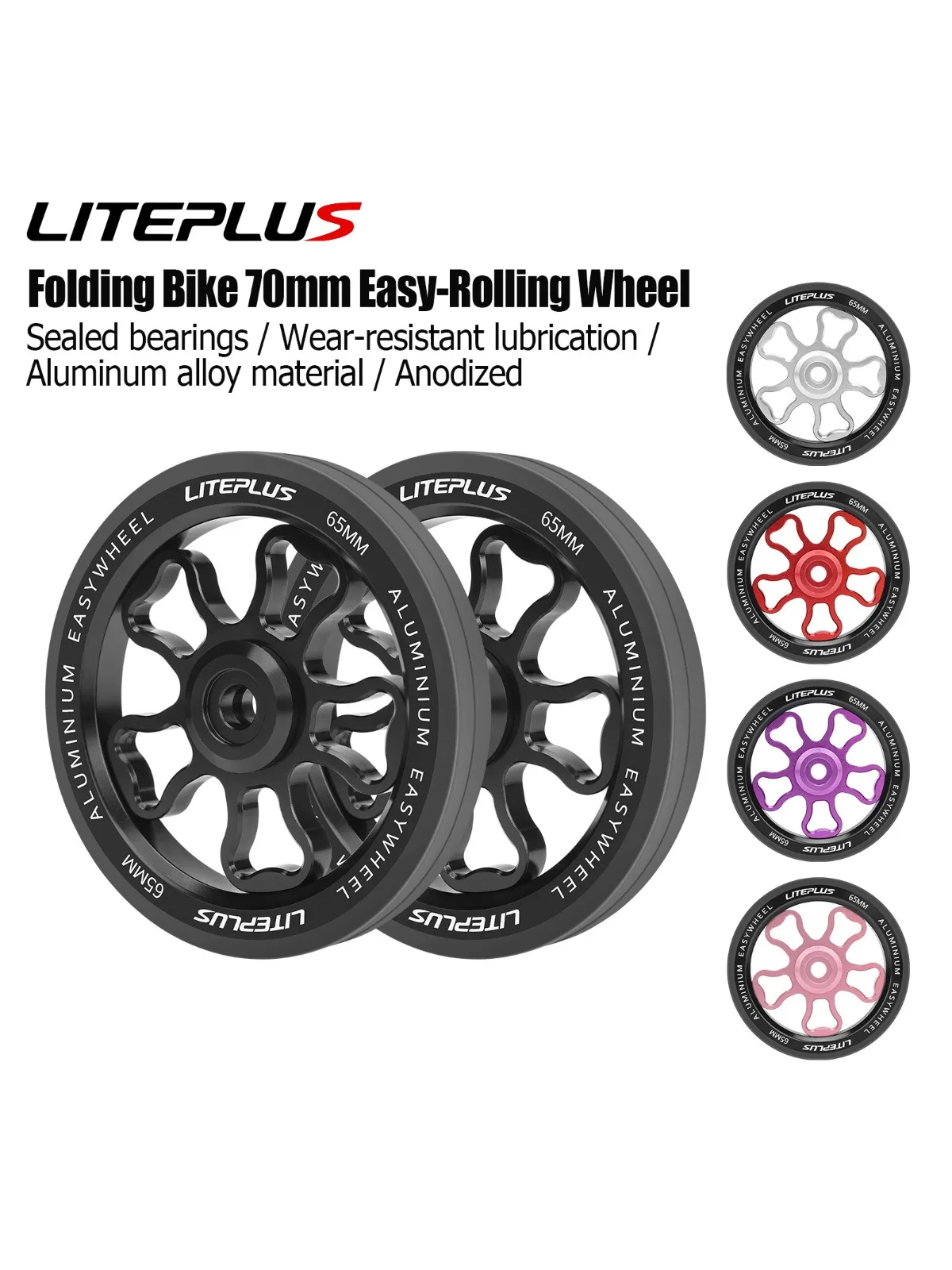 AliExpress NONE LITEPLUS Folding Bike Aluminum Alloy70mm Easy Wheels Brompton Bike Modification with Larger Bearing Lightweight Rolling Wheels
