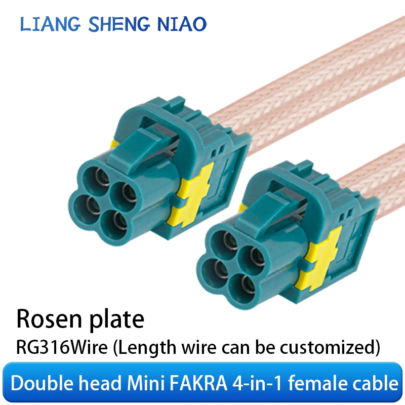 Mini Fakra de doble cabeza, cuatro en uno, Rosenborg a SMA, RG174/316/1, 5DS coaxial