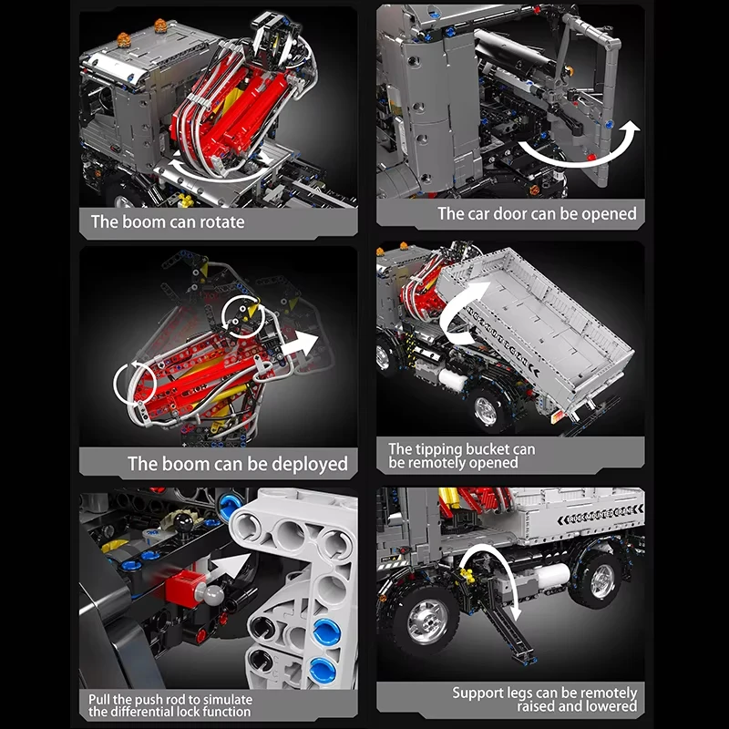 3767 قطعة ألعاب السيارات التقنية رافعة مثبتة على شاحنة يتم التحكم بها عن بُعد مركبة النقل بنة الطوب مجموعة أطفال هدية الكريسماس الأولاد