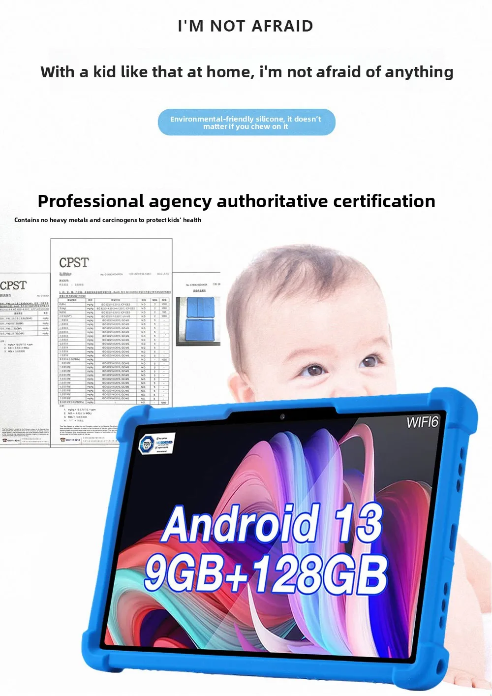 Für DOOGEE U10 Tablet-Hülle 10,1 Zoll Silikon-Vollschutz Stoßfeste Standhülle Kinderfreundlicher Fallschutz – Detail 4