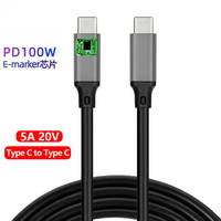 1m Type C 5A PD100W Fast Charging USB-C Data Cable E-Marker Chip PD 3.0 High Power Quick Charging for Mobile Phone Laptop Type-C