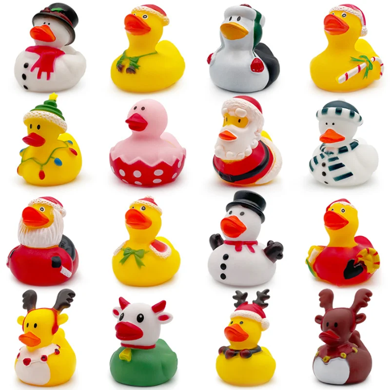 6-30 Stuks Kerst Rubber Eend Kinderen Baby Bad Speelgoed Eend Water Speelgoed Feest Decoratie Lijm Eenden Cadeau Voor Kinderen