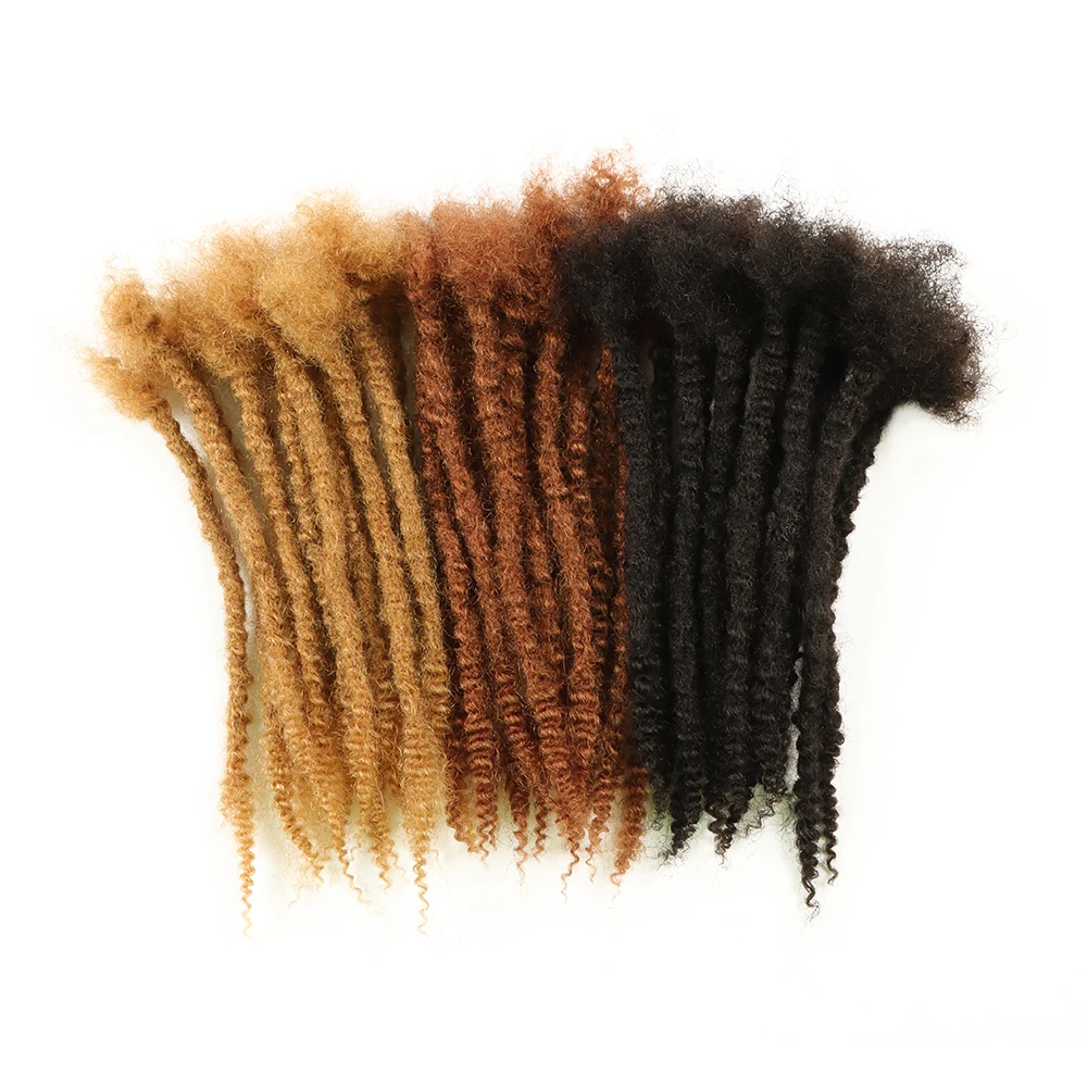 AHVAST-100 % Cabelo humano texturizado Loc Extension, cabelo encaracolado natural, Full Handmade, cabelo permanente, 0.4cm, 0.6cm, 0.8cm de largura