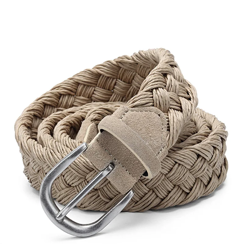 Ladies Braided Belt Alloy Button Suede Neutral Wax Cord Hand-woven Belt Designer High Quality Belt Dress Jeans Decorated Belt