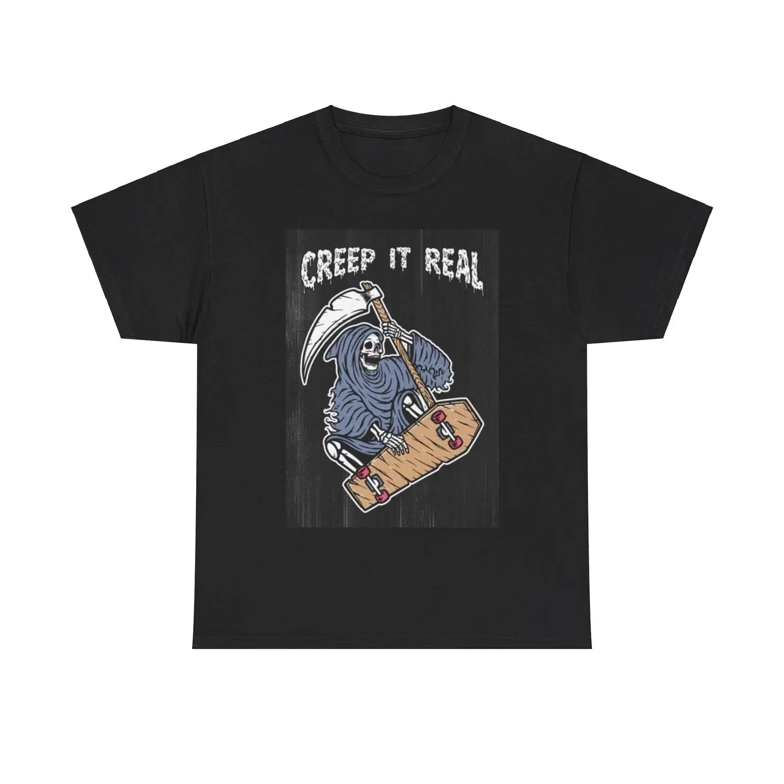 Creep It Real Shirt Grim Reaper Skateboarding Unisex Heavy Cotton Tee