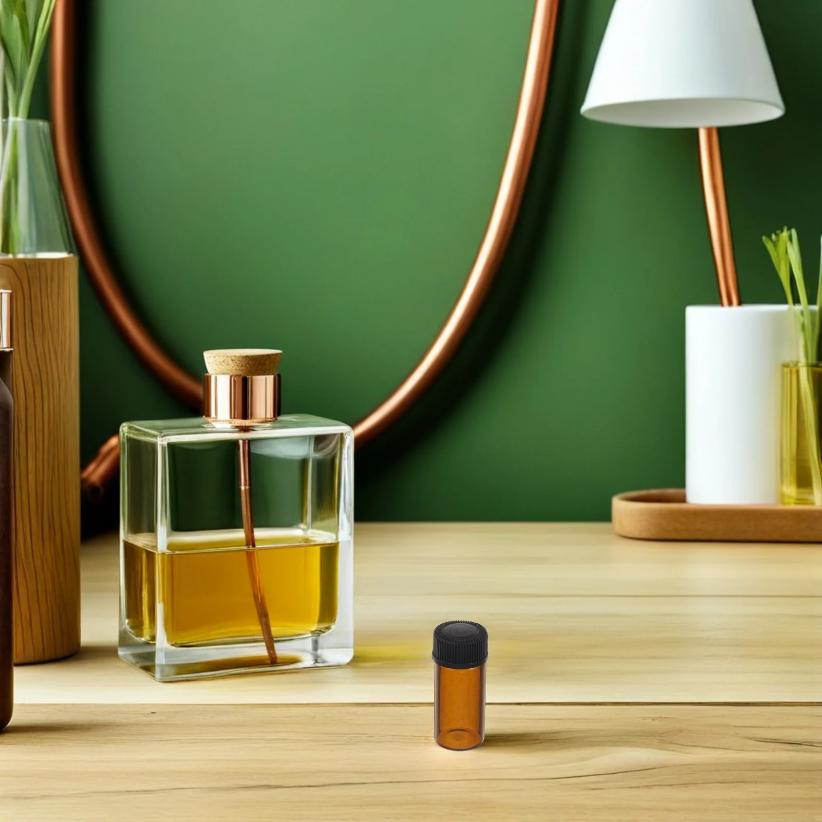 100 قطعة زجاجات الزيوت العطرية الصغيرة 3 مللي قوارير قطارة زجاجية كهرمانية لعينات العطور العلاجية تصميم مانع للتسرب #4