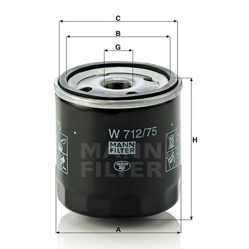 MANNFILTER W712/75 / W712/75M Oil Filter Fits CHEVROLET Captiva DAEWOO Nubira BUICK Excelle OPEL 96879797 650401 EC94797406