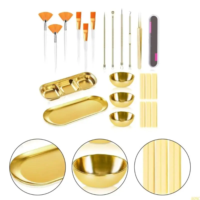 A0NC 29Pcs Stainless Steel Gold Esthetician Supplies 6 Blackhead Remover Tools